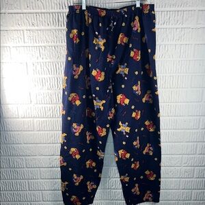 Vintage Flannel Navy Teddy Bear Print Pajama Pants
